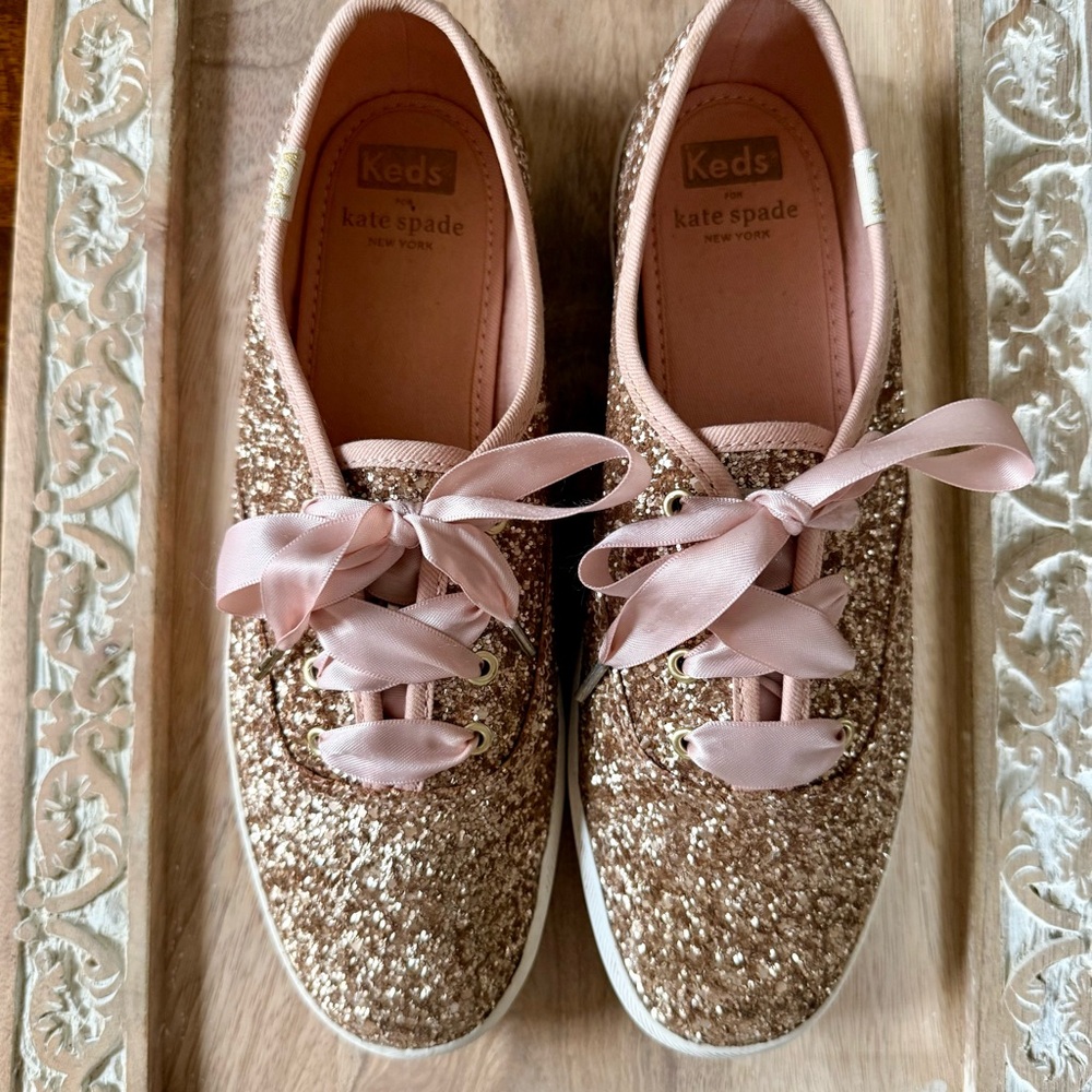 Kate Spade Rose Gold Glitter Keds